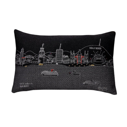 14" X 24" Black Gray and White Hometown Pride Wool Lumbar Throw Pillow