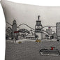 14" X 24" Cream Lumbar Los Angeles Hometown Pride Wool Throw Pillow with Embroidery