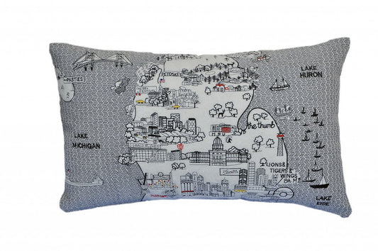 14" X 24" Cream Hometown Pride Wool Lumbar Throw Pillow