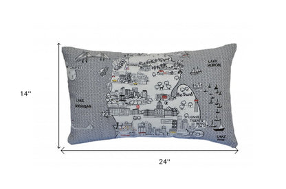 14" X 24" Cream Hometown Pride Wool Lumbar Throw Pillow