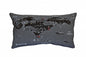 14" X 24" Dark Gray And White Michigan Upper Peninsula Nighttime Skyline Lumbar Decorative Pillow