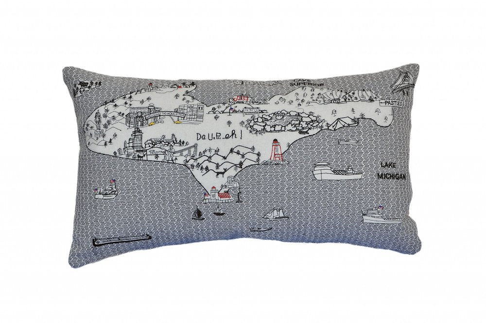 14" X 24" Cream Hometown Pride Wool Lumbar Throw Pillow