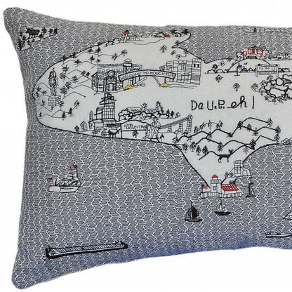 14" X 24" Cream Michigan Upper Peninsula Daylight Skyline Lumbar Decorative Pillow
