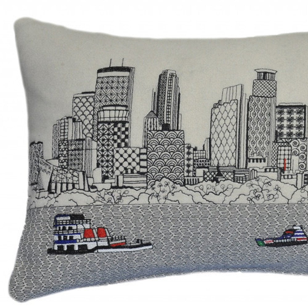 14" X 24" Cream Hometown Pride Wool Lumbar Throw Pillow