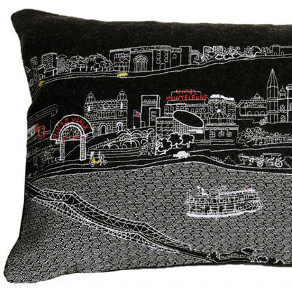 14" X 24" Black Gray and White Hometown Pride Wool Lumbar Throw Pillow