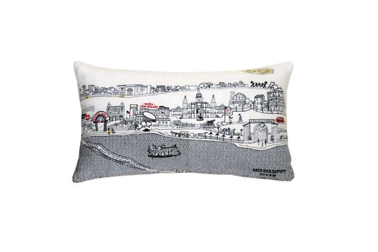 14" X 24" Cream Hometown Pride Wool Lumbar Throw Pillow