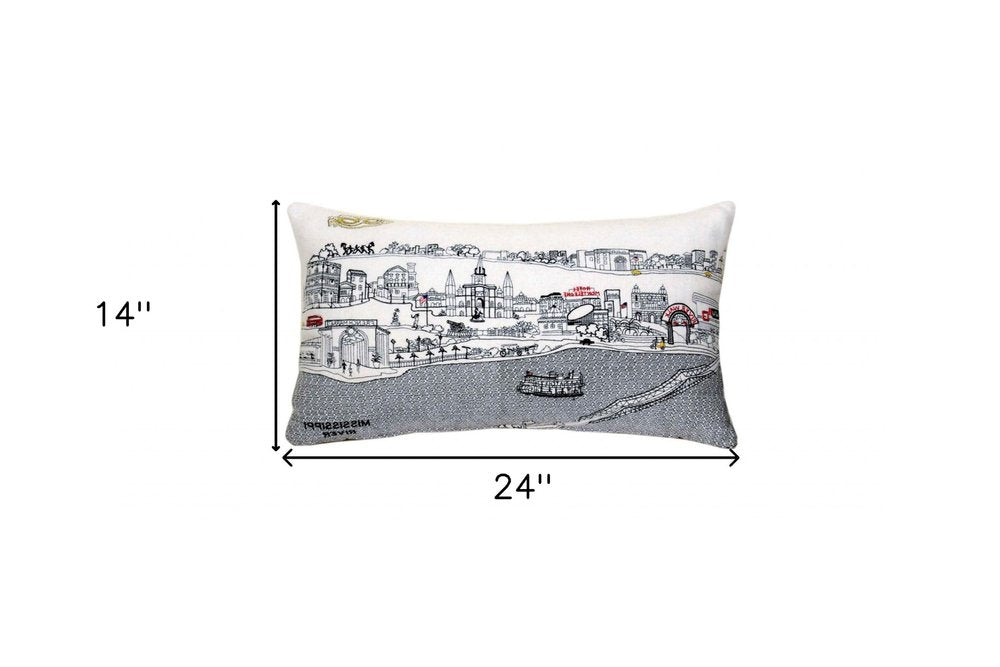 14" X 24" Cream Hometown Pride Wool Lumbar Throw Pillow