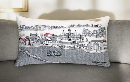 14" X 24" Cream Hometown Pride Wool Lumbar Throw Pillow