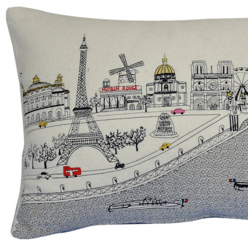 14" X 24" Cream Hometown Pride Wool Lumbar Throw Pillow