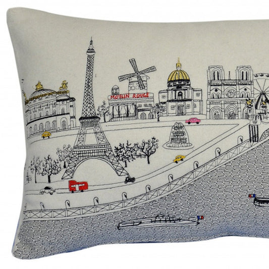 14" X 24" Cream Hometown Pride Wool Lumbar Throw Pillow