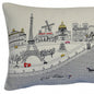 14" X 24" Cream Paris Daylight Skyline Lumbar Decorative Pillow