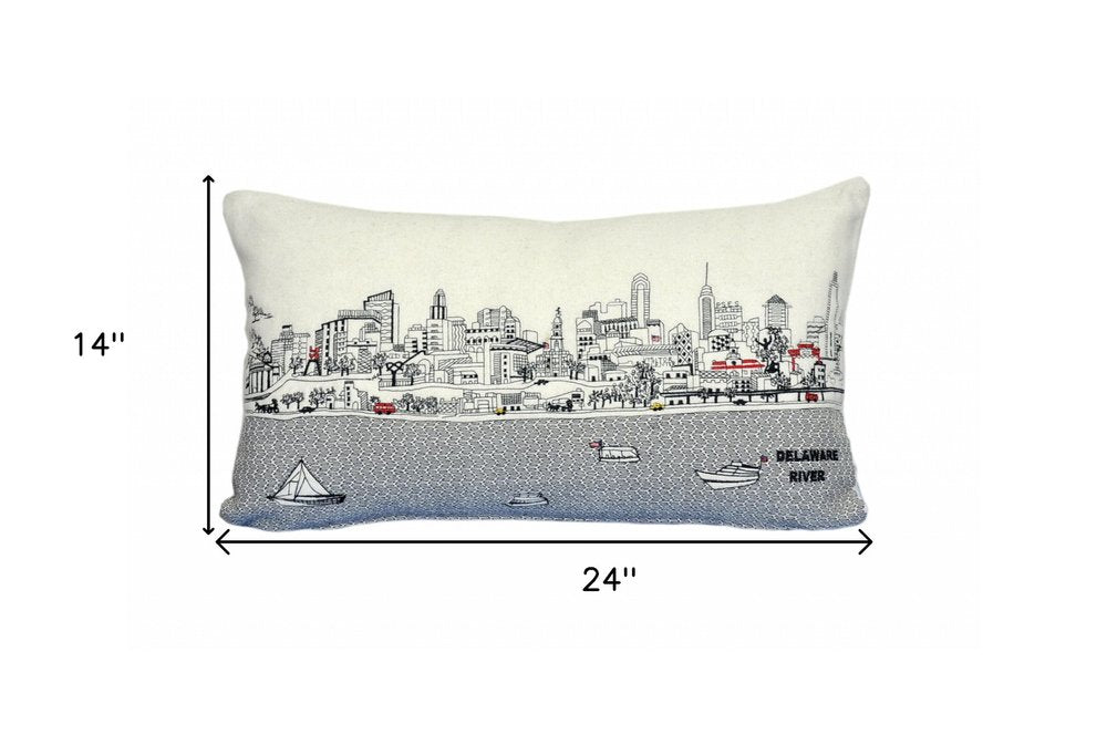 14" X 24" Cream Hometown Pride Wool Lumbar Throw Pillow
