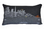 14" X 25" Dark Gray And White San Francisco Nighttime Skyline Lumbar Decorative Pillow