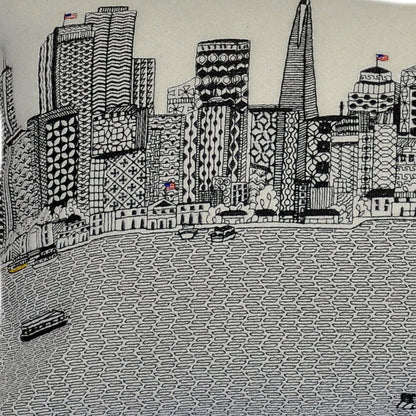14" X 24" Cream San Francisco Daylight Skyline Lumbar Decorative Pillow
