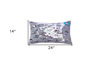 14" X 25" Cream Jersey Shore Daylight Skyline Lumbar Decorative Pillow