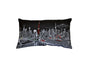 14" X 24" Dark Gray And White Tokyo Nighttime Skyline Lumbar Decorative Pillow