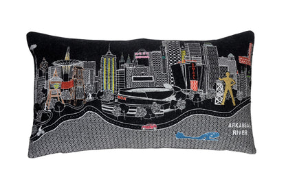 25" Black Tulsa Nighttime Skyline Lumbar Decorative Pillow