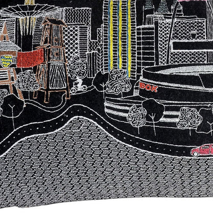14" X 25" Dark Gray And White Tulsa Nighttime Skyline Lumbar Decorative Pillow