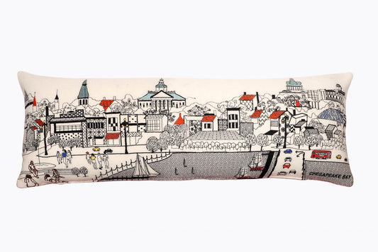 14" X 35" Cream Annapolis Daylight Skyline Lumbar Decorative Pillow