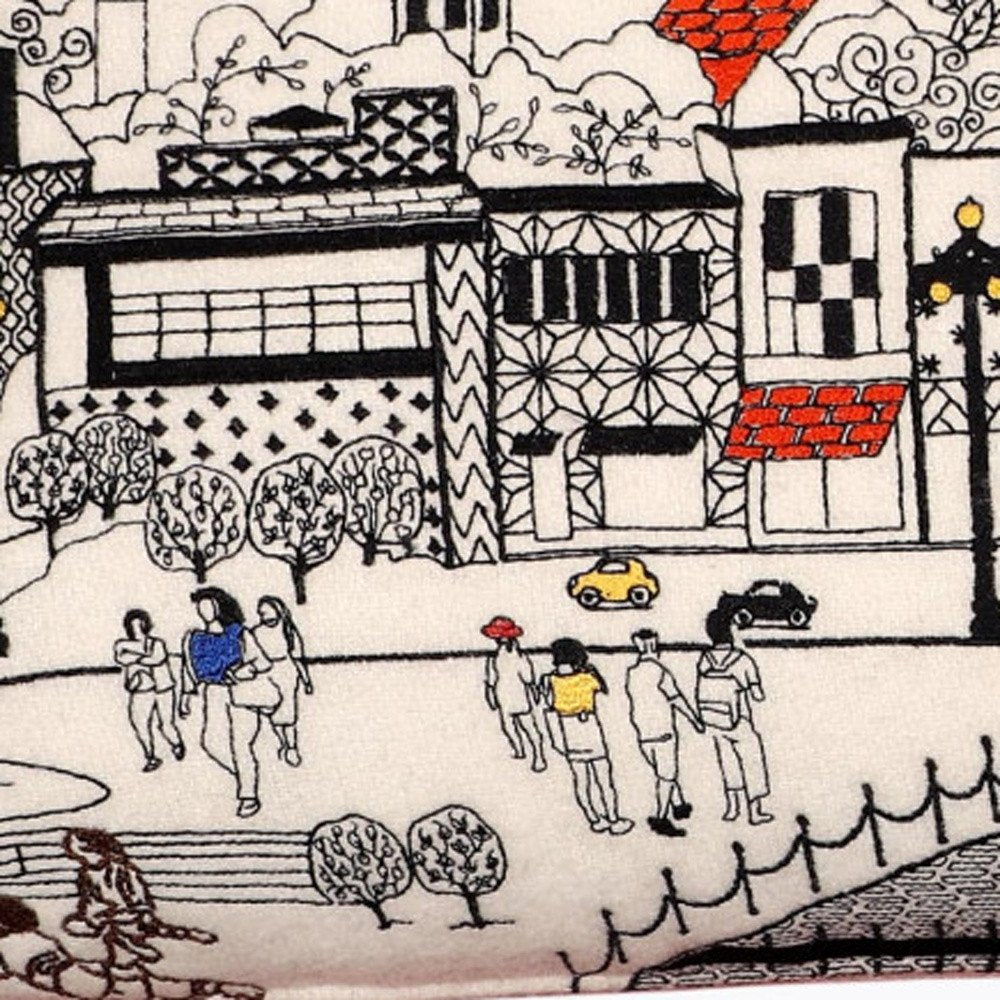 14" X 35" Cream Hometown Pride Wool Lumbar Throw Pillow