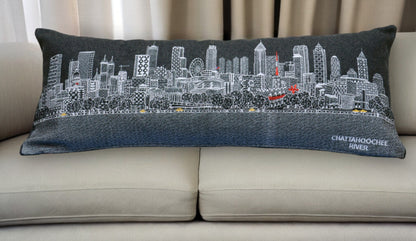 35" Black Atlanta Nighttime Skyline Lumbar Decorative Pillow