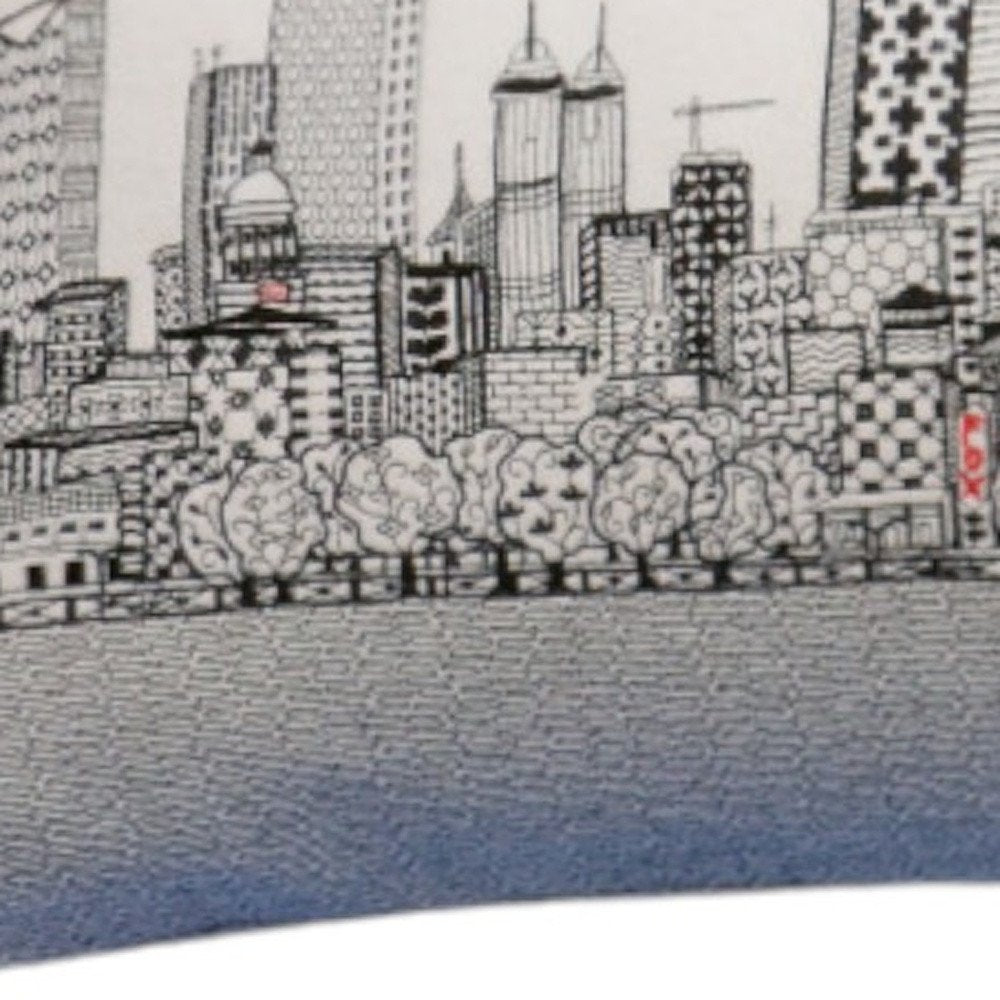 14" X 35" Cream Atlanta Daytime Skyline Lumbar Decorative Pillow
