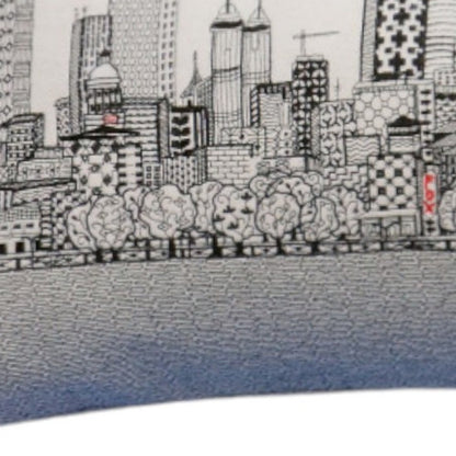14" X 35" Cream Atlanta Daytime Skyline Lumbar Decorative Pillow