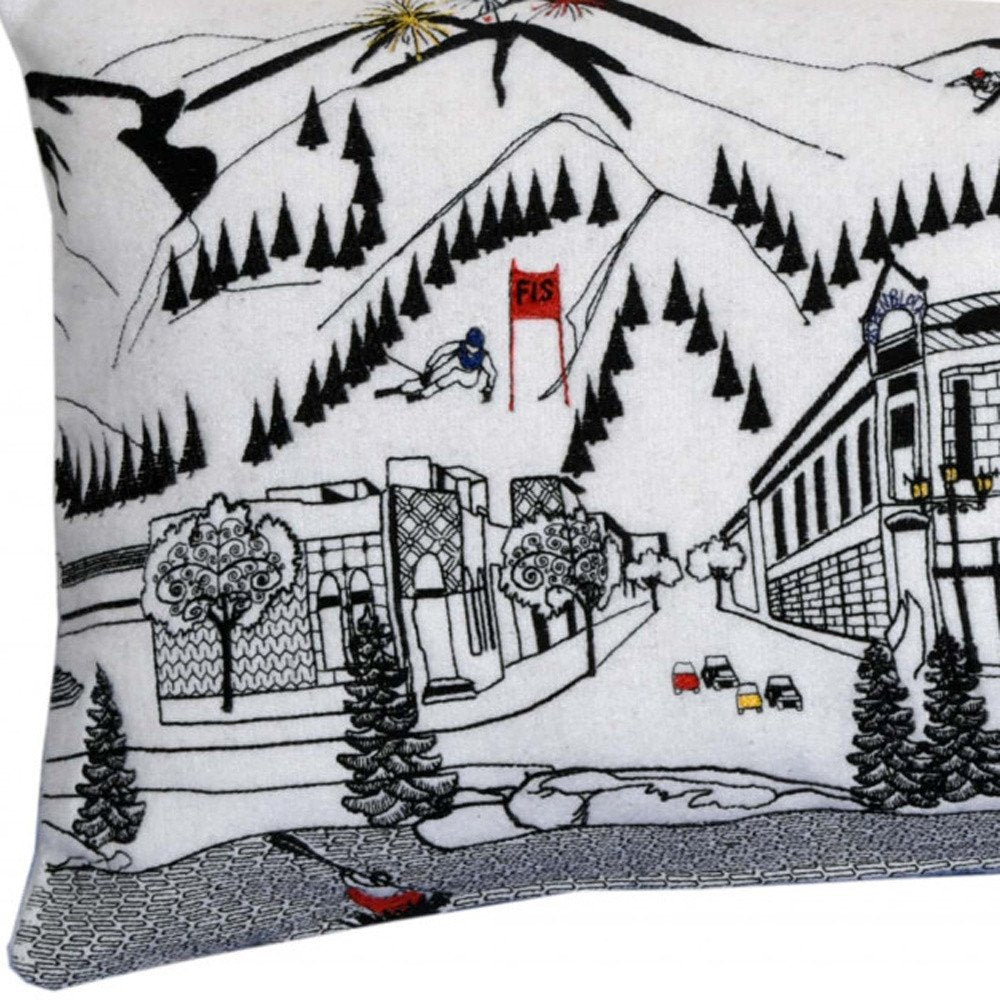 14" X 35" Cream Aspen Daylight Skyline Lumbar Decorative Pillow