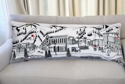 35" White Aspen Daylight Skyline Lumbar Decorative Pillow