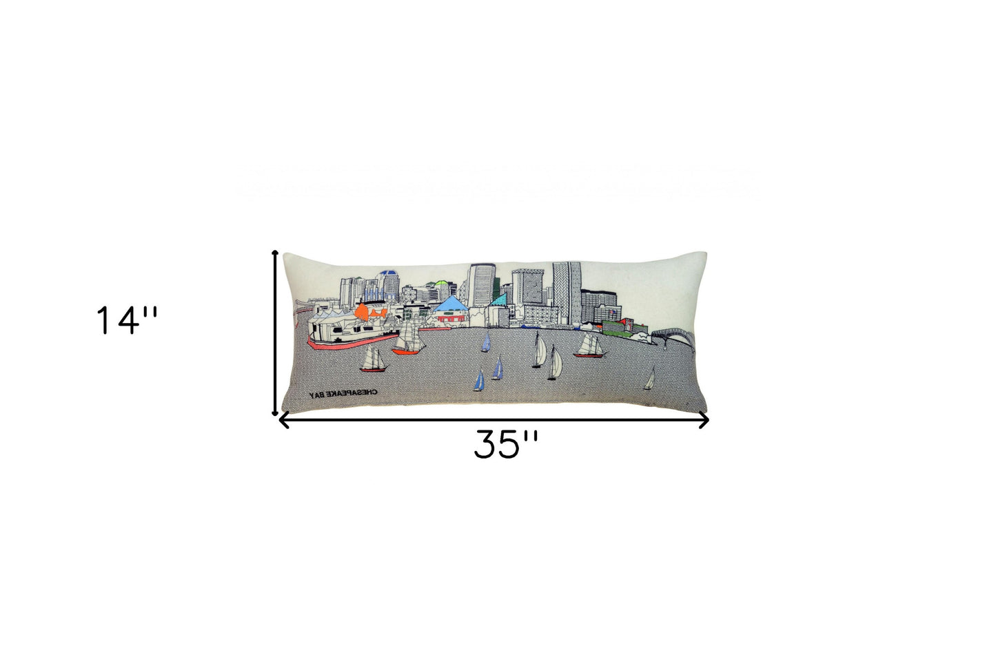 35" White Baltimore Daylight Skyline Lumbar Decorative Pillow