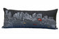 14" X 35" Dark Gray And White Boston Night Skyline Lumbar Decorative Pillow