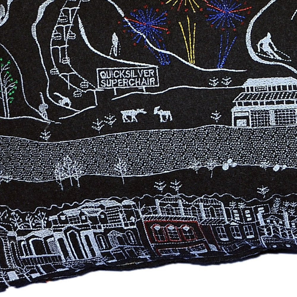 14" X 35" Dark Gray And White Breckenridge Nighttime Skyline Lumbar Decorative Pillow