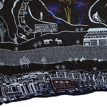 14" X 35" Dark Gray And White Breckenridge Nighttime Skyline Lumbar Decorative Pillow