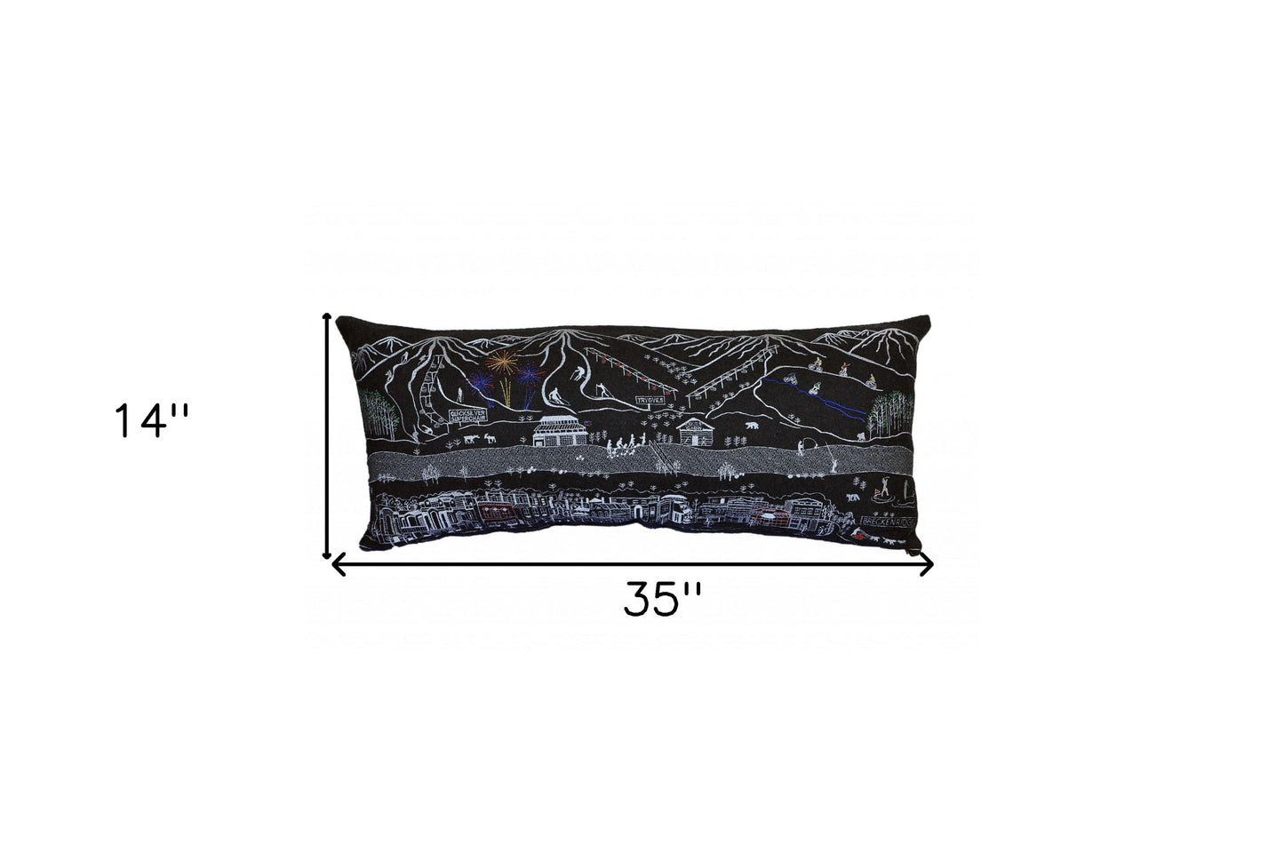 35" Black Breckenridge Nighttime Skyline Lumbar Decorative Pillow