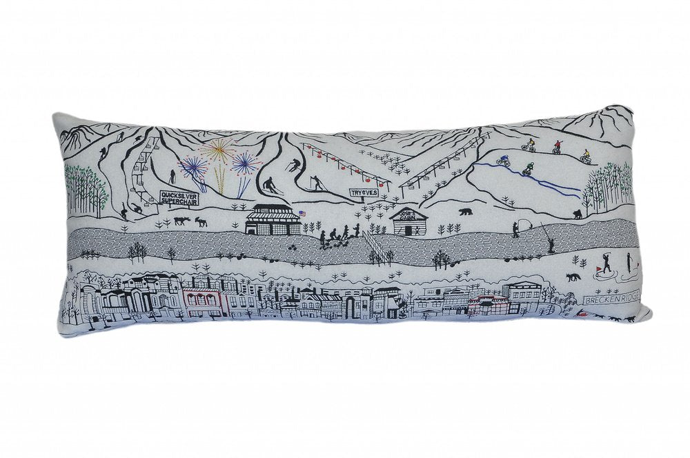 14" X 35" Cream Breckenridge Daylight Skyline Lumbar Decorative Pillow
