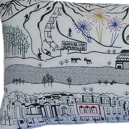 14" X 35" Cream Breckenridge Daylight Skyline Lumbar Decorative Pillow