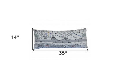 14" X 35" Cream Breckenridge Daylight Skyline Lumbar Decorative Pillow