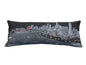 14" X 35" Dark Gray And White Chicago Nighttime Skyline Lumbar Decorative Pillow