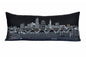 14" X 35" Dark Gray And White Cleveland Nighttime Skyline Lumbar Decorative Pillow