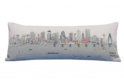 14" X 35" Cream Dallas Daylight Skyline Lumbar Decorative Pillow