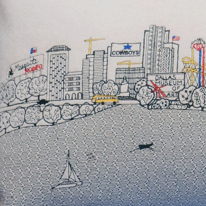 35" White Dallas Daylight Skyline Lumbar Decorative Pillow