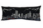 14" X 35" Dark Gray And White Denver Nighttime Skyline Lumbar Decorative Pillow