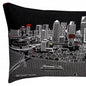 14" X 35" Dark Gray And White Detroit Nighttime Skyline Lumbar Decorative Pillow