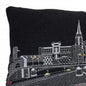 14" X 35" Dark Gray And White Lumbar Frankfurt Hometown Pride Wool Throw Pillow with Embroidery