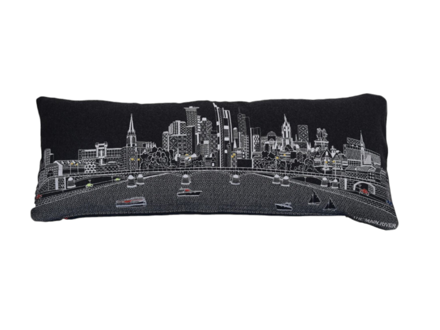 35" Black Frankfurt Nighttime Skyline Lumbar Decorative Pillow