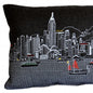 14" X 35" Dark Gray And White Lumbar Hong Kong Hometown Pride Wool Throw Pillow with Embroidery