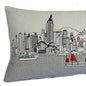 14" X 35" Cream Lumbar Hong Kong Hometown Pride Wool Throw Pillow with Embroidery