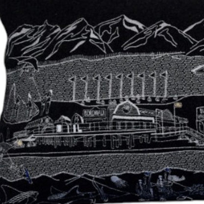 14" X 35" Black Gray and White Hometown Pride Wool Lumbar Throw Pillow