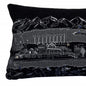 14" X 35" Dark Gray And White Lumbar Homer Spit Hometown Pride Wool Throw Pillow with Embroidery