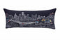 14" X 35" Dark Gray And White Houston Nighttime Skyline Lumbar Decorative Pillow
